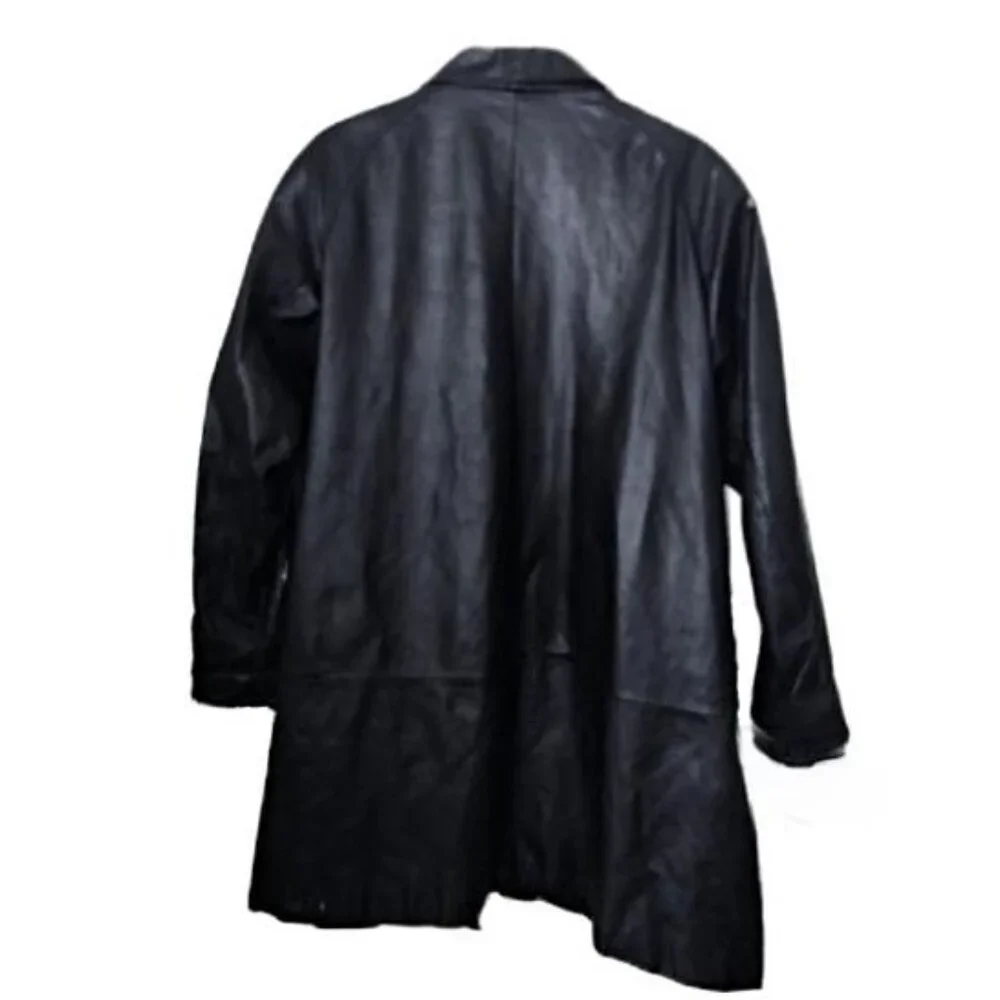Vintage 80s leather oversized fit coat EUC S M - Picture 3 of 7